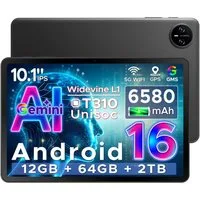 DOOGEE TAB A9 Tablet 10 Zoll, Android Tablet, 64GB ROM (TF 2TB), 5G WiFi Tablet (10.1", 64 GB, Android 16, Wifi, Android 16, Gemini AI, 8MP Kamera, Type-C, GMS, Bluetooth 5.0, Face ID)