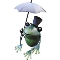 Deko-Impression Dekofigur Pfahlhocker Tischhocker Zaunhocker Frosch mit Zylinder u. Schirm (1 St)