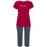 Ringella Pyjama - Kurzarm Schlafanzug mit Motivdruck und geringelter Caprihose (2 tlg) reine Baumwolle