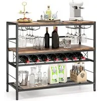 COSTWAY Weinschrank mit 4 Reihen Glashalter & Weinregal für 7 Flaschen, Küchenregal