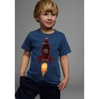 KIDSWORLD T-Shirt Mit Rakete aus Wendepailletten Kurzarm, Basic-Passform, bedruckt, Rundhalsausschnitt
