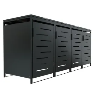 Juskys Mülltonnenbox, Anthrazit, Metall, 272x120x80 cm, Aufbewahrung & Schutzhüllen