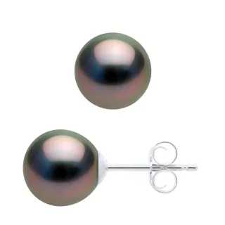 Ohrringe Weißgold 375 - echte Tahiti-Zuchtperlen halbrund 7,5-8 mm