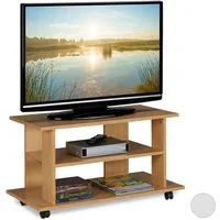 relaxdays TV-Regal TV Board fahrbar, Holzoptik