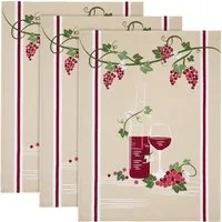 Erwin Müller Geschirrtuch Geschirrtuch "Rotwein" 3er-Pack, Baumwolle Motiv