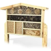 gartenetage Insektenhotel XXL Insektenchalet/Bienenhotel Groß, zum Aufstellen/Insektenhotel aus Massiv-Holz für Bienen & Marienkäfer