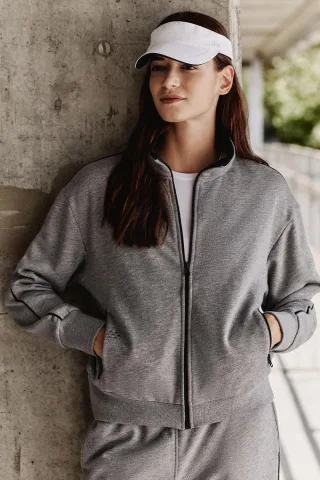 Oversized Zip-Kragen Sweatshirt und Pant Set