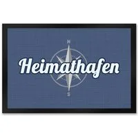 speecheese Fußmatte Fußmatte XXL in 50x75 cm im maritimen Stil mit Spruch: Heimathafen