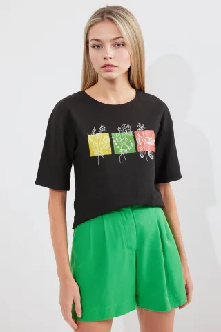 Bedrucktes Rundhals-T-Shirt