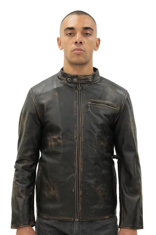 Herren Vintage Bikerjacke aus schwarzem Leder – Sarajevo
