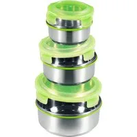 KING Frischhaltedose KLICKBOX, Dose inkl. Deckel, Edelstahl, (Set, 6-tlg), luftdicht, Inhalt ca.: 1.200 ml, 650 ml, 350 ml