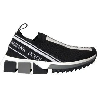 Dolce & Gabbana Black White Slip-On Sorrento Sneakerschuhe