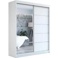 A&J MöbelLand GmbH Schiebetürenschrank GAPO mit Spiegel (TOP ANGEBOT! Geräumiger Schrank mit viel Stauraum:6 Regalen und 1 Kleiderstange – -ideal zur Aufbewahrung von Kleidung und Accessoires. TOP PRODUKT! Farbe und Größe (120 cm, 160 cm, 180 cm) zur