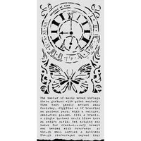 Stamperia Motivschablone Schablone "Gardens of Time - Clock and Butterfly", 25x12cm