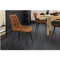riess-ambiente Esszimmerstuhl ROADSTAR cognac / schwarz - Microfaser, Metallbeine, Ziersteppung (Einzelartikel, 1 St), gepolsterter Stuhl - ideal für Küche, Esszimmer, Wohnzimmer & Büro