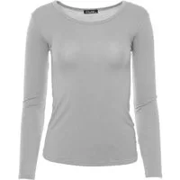 Muse Rundhalsshirt Basic Rundhals Langarmshirt Skinny Fit 1093-O