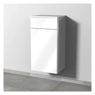 Sanipa 3way Mittelschrank mit 1 Auszug und 1 Wäschekorbklappe, Weiß-Glanz, BS15478 BS15478