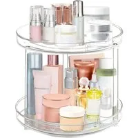 SURFOU Badorganizer Schminktisch Organizer Drehbarer Organizer Make up Parfüm Organizer (2-stöckiger drehbarer Aufbewahrungsbehälter, 360° drehbarer Organizer, drehbares Küchenregal, geeignet für Flaschen, Kosmetika, Schränke, Vorratskammern und Bade
