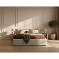 thematys Polsterbett mit Bettkasten, CLOUD 140x200 160x200 180x200 200x200cm (Kopfteil im modernen-Look – hochwertiger Bouclé-Stoff, Inklusive Lattenrost - hochwertiger Stoff), hydraulische Klappfunktion für Stauraum