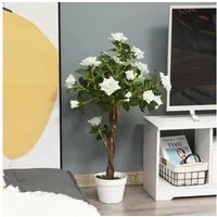 Kunstpflanze künstliche Rosenpflanzen Plastik künstliche Pflanzen mit UV-Schutz Rosenbaum, Outsunny, Höhe 90 cm, Täuschend echte Optik, keine Pflege nötig.