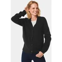 GOLDNER Strickjacke Elegante Strickjacke mit V-Ausschnitt Kurzjacke mit Rippstruktur, Knopfleiste und Langarm