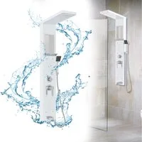 FIVMEN Duschsystem Duschpaneel aus Edelstahl mit Ablage und Armatur Duschsäule Duschset, 5 Duschmodi Massagedusche, Wasserfalldusche, Handbrause Duschset