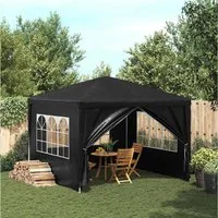 furnicato Partyzelt 3x3x2,55 m Anthrazit mit Stahlrahmen und UV-Schutz, Wasserfestes Gartenpavillon mit Fenstern und Tür mit Reißverschluss