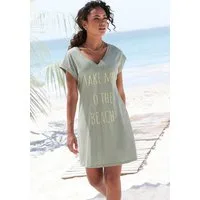 Beachtime by Lascana Longshirt mit glänzendem Foliendruck vorne, kurzes T-Shirt-Kleid lockeres Jerseykleid, luftiges Sommerkleid, kurzes Strandkleid
