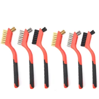 6pcs Wire Brush Set with Nylon Brass Steel Bristles for Metal Cleaning and Polishing Ideal for Industrial and Home Appli