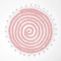 Homescapes Badematte Runde Badematte Spiral, 60 cm – Badvorleger rosa mit Pompons, getuftet, Höhe 20 mm, ? 60 cm