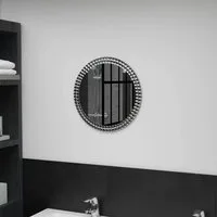 furnicato Wandspiegel Runder 40 cm Silber mit Acrylkristallrand und gehärtetem (1-St), Langlebiges Glas-Dekospiegel für Bad, Wohnzimmer oder Schlafzimmer