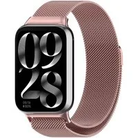 Wigento Smartwatch-Armband Edelstahl für Xiaomi Smart Band 10 Pro / Redmi Watch 6 Magnet Pink, Milanese Edelstahlarmband mit Magnetverschluss