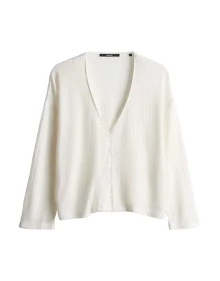 someday - Loose Cardigan in feiner Strickoptik - Kemarta weiß - Gr. - 38
