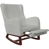 PXloue Schaukelstuhl Stillsessel Relaxsessel Loungesessel, mit Holzsockel Fußstütze Verdicken,Leinen,67 x 64 x 99 cm