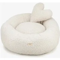 Elite Puppy Tierbett Rundes Hundebett Plüsch für kleine Hunde Katzen waschbar, Warmes Katzenbett mit Herzkissen Ø 60cm und 80cm 2 Größen