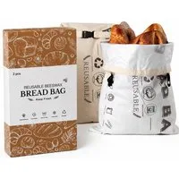 JASLIFE Brottasche Brotbeutel wiederverwendbar mit Clipverschluss, Baumwolle, waschbar, (Einzelstück, 2er Set, 1-tlg., 1-teilig), wiederverwendbar, leicht zu reinigen, praktisch im Alltag