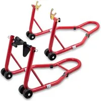 Bituxx Motorradheber Motorrad Montageständer Set Vorn+Hinten Rot, Set, MS-18972