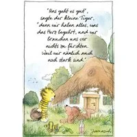 LuckyLinde Wanddekoobjekt Der kleine Bär und der kleine Tiger vor ihrem Haus (1 St), Exklusive JANOSCH Kindermotive, Stahlschild