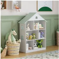 en.casa Kinderregal, »Vipsali« in Hausform 107 x 83 x 30 cm Weiß/Mintgrün