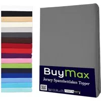 Buymax Spannbettlaken Topper, Spannbetttuch für Topper bis 12 cm Höhe, 100% Baumwolle Jersey, Jersey, Gummizug: Rundumgummi, (1 Stück), Pflegeleicht und Atmungsaktiv, in Verschiedenen Farben und Größen