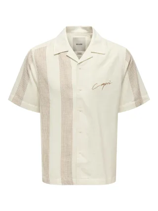 ONLY&SONS - ONSSEIO EMB DETAILED SS SHIRT 0323 Antique White - Gr. - S