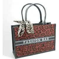 Eyecatcher Handtasche Leoparden Damen Handtasche mit Schal – Stylische Fashion Bag in Animal (Einzeln, Einzeln)