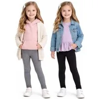 Girls Fashion Thermoleggings 2er Pack Mädchen Thermo Leggings Rippoptik warm Winter Kinder M600e (Spar-Set, 2er-Pack)