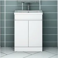 Aica Sanitär Waschtisch Waschtisch Badmöbel Set Waschbecken mit Unterschrank MDF Softclose