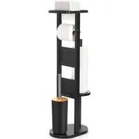 Yorbay WC-Garnitur Toilettenpapierhalter stehend aus Bambus, (WC-Bürstenhalter/Ablage, /Toilettenbürste/Klorollenhalter), Stand WC Garnitur mit Klobürste für WC, Toilette, Badezimmer