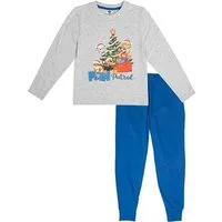 United Labels® Schlafanzug Paw Patrol Jungen Kinder Winter Pyjama Set Weihnachten Grau/Blau
