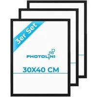 PHOTOLINI Bilderrahmen 3er Set modern mit bruchsicherem Acrylglas, Holz MDF, Fotos & Poster, für 3 Bilder (3er Set), Posterrahmen 30x40 cm zum Aufhängen