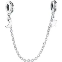 PANDACHARMS Bead Mond und Stern Sicherheitskette für Charm Armband, 925er Silber