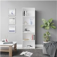 Vicco Bücherregal Bob, Weiß/Weiß, 60 x 190 cm mit 5 Fächern, 1-tlg.