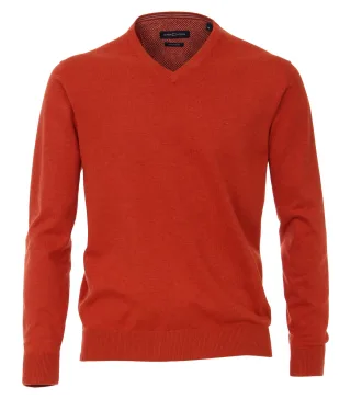 CASAMODA - Pullover mit V-Ausschnitt uni 004430 orange - Gr. - 4XL